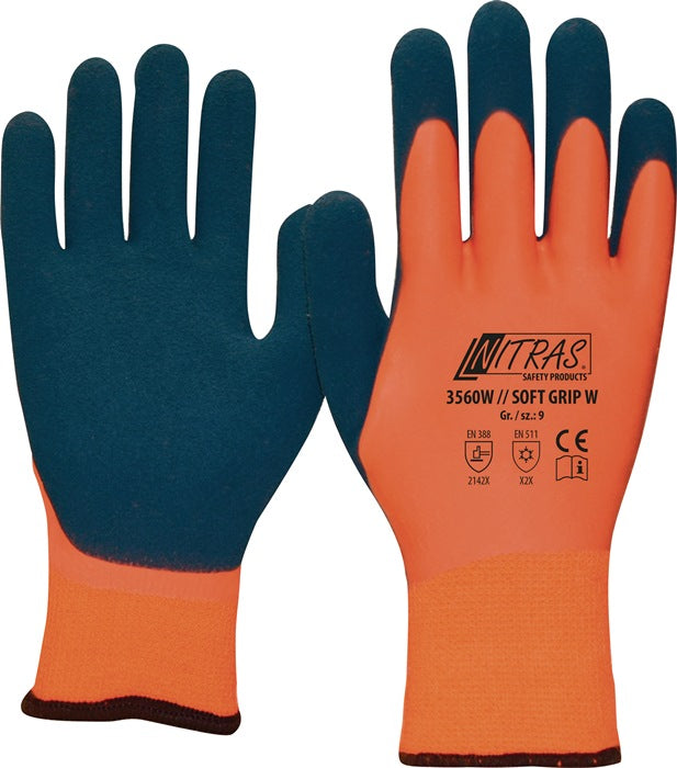 NITRAS Kälteschutzhandschuhe SOFT GRIP W Größe 8 orange/dunkelblau ( 8000235056 )