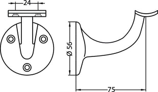 HERMETA handrail support 3505 aluminium plastic-coated black ( 3000283333 )