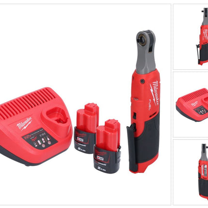 Milwaukee M12 FHIR14-202 Akku Ratsche 12 V 47 Nm 1/4" Brushless + 2x Akku 2,0 Ah + Ladegerät