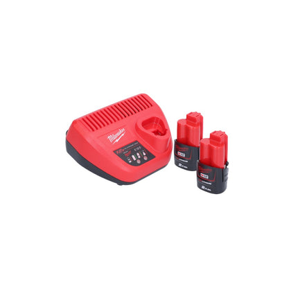 Milwaukee M12 PCG/310-202 Presse à cartouche sans fil 12 V 310 ml + 2 batteries 2,0 Ah + chargeur
