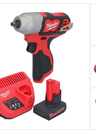 Avvitatore a impulsi a batteria Milwaukee M12 BIW38-501 12 V 135 Nm 3/8" + 1x batteria ricaricabile 5,0 Ah + caricatore