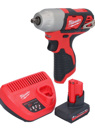 Avvitatore a impulsi a batteria Milwaukee M12 BIW38-501 12 V 135 Nm 3/8" + 1x batteria ricaricabile 5,0 Ah + caricatore
