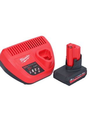 Avvitatore a impulsi a batteria Milwaukee M12 BIW38-501 12 V 135 Nm 3/8" + 1x batteria ricaricabile 5,0 Ah + caricatore