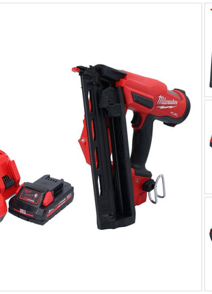 Milwaukee M18 FN16GA-301 Chiodatrice a batteria 18 V 32 - 64 mm brushless + 1x batteria ricaricabile 3,0 Ah + caricatore