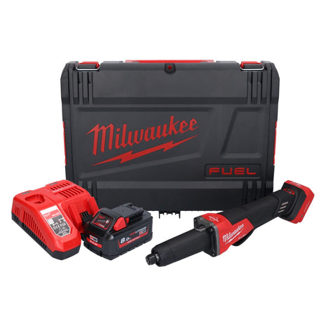 Amoladora recta a batería Milwaukee M18 FDGROVPDB-801X 18 V sin escobillas + 1x batería 8,0 Ah + cargador + caja HD
