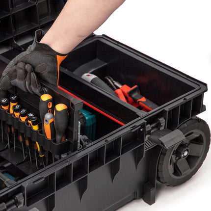 Toolbrothers RHINO XXL Trolley ECO Longer Work+ Cassetta porta attrezzi IP66 da 50 l con ruote su asse metallico e doppio manico telescopico