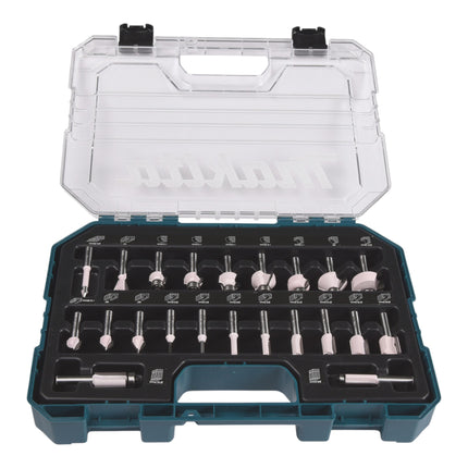 Set di frese Makita ( D-74778 ) 22 pezzi con gambo da 8 mm per la costruzione di mobili, falegnameria, carpenteria e fai da te