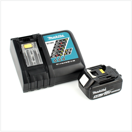 Makita DGA 504 RT1J 18 V Meuleuse sans fil Ø 125 mm brushless avec Boîtier de transport MAKPAC + 1x Batterie 5,0 Ah + Chargeur DC18RC 