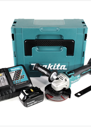 Makita DGA 504 RT1J 18 V Li-Ion Cordless Angle Grinder 125 mm Brushless + MAKPAC Carry Case + 1 x Battery BL 1850 5,0 Ah + Fast charger DC 18 RC